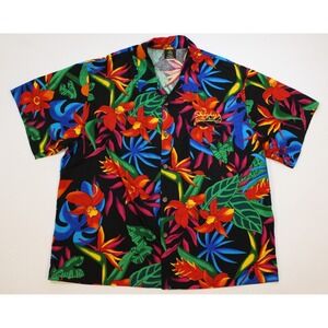 Toucan Dance Vintage Bright Hawaiian Shirt Mens Size XL SHARKY'S ON THE PIER FL